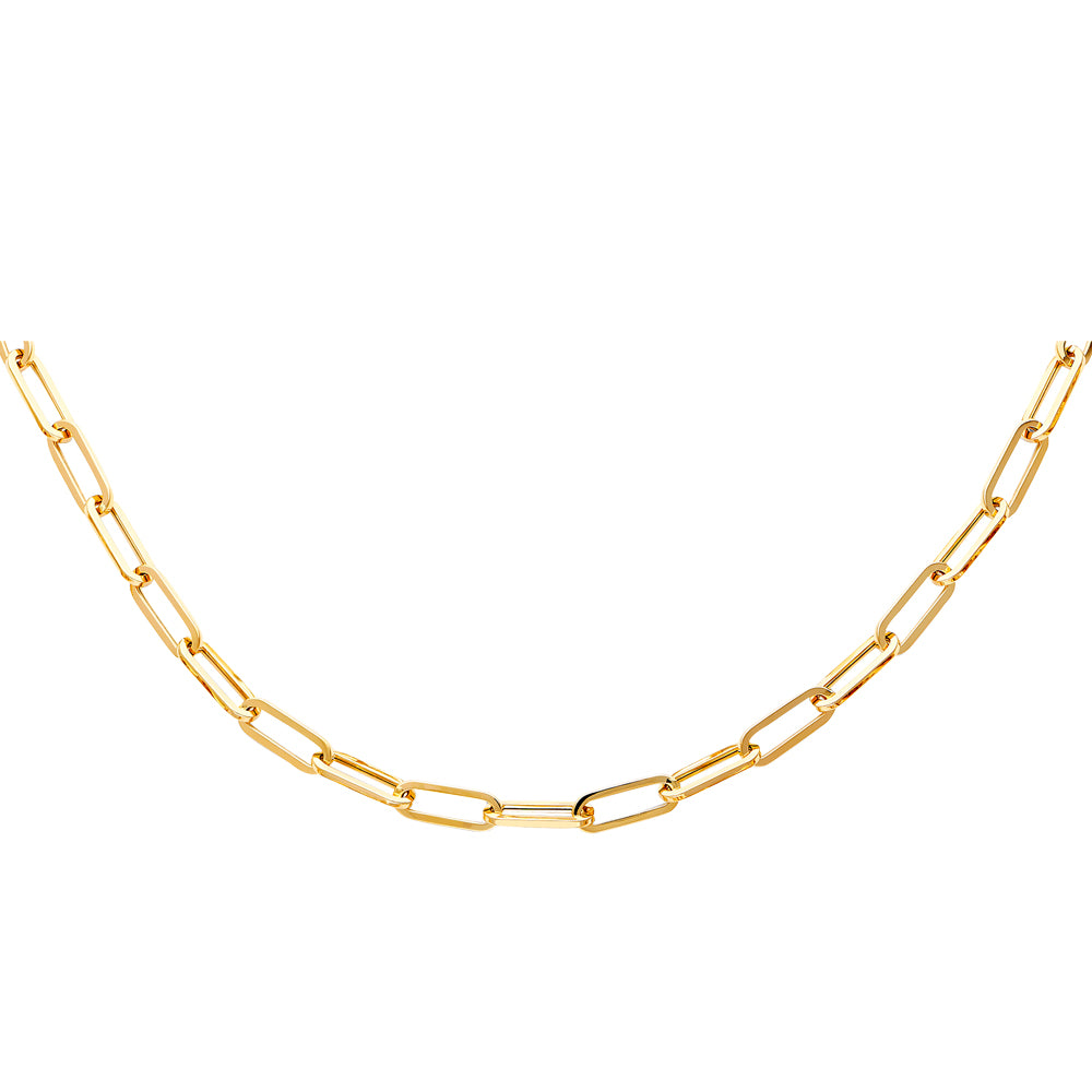 14KY Hollow Paperclip Necklace 18