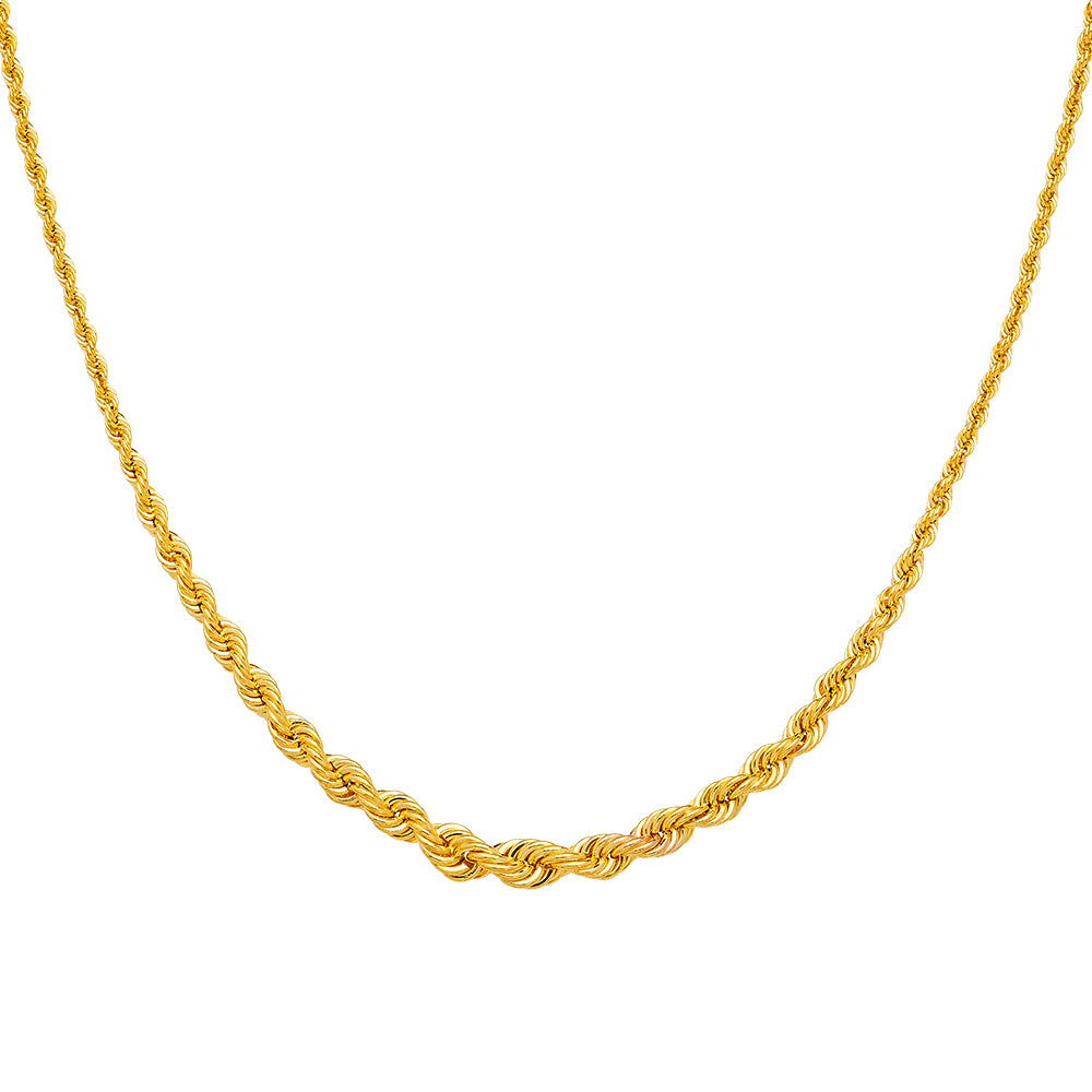 14KY Graduated Hollow Rope Chain Necklace