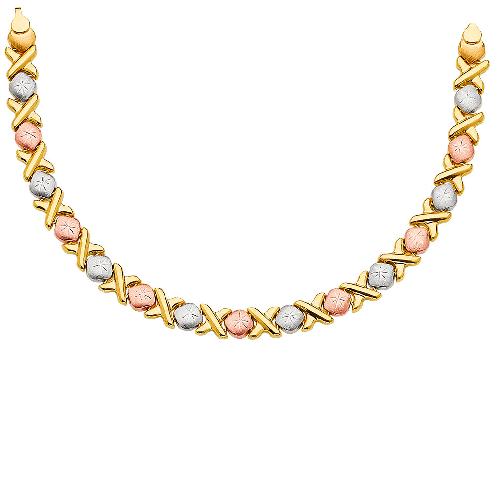 14K 3Color Stampato Necklace