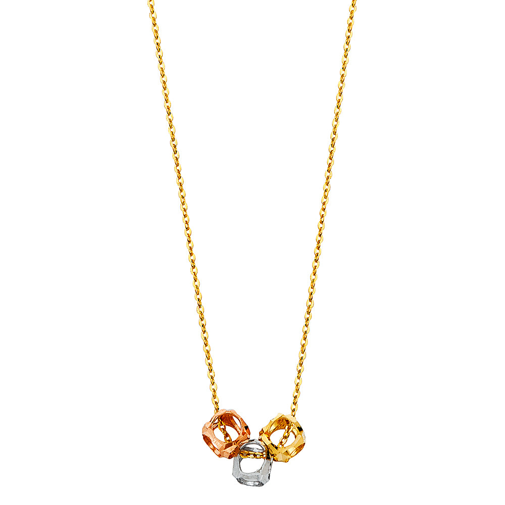 14K 3C PERFORATED BALL NECK