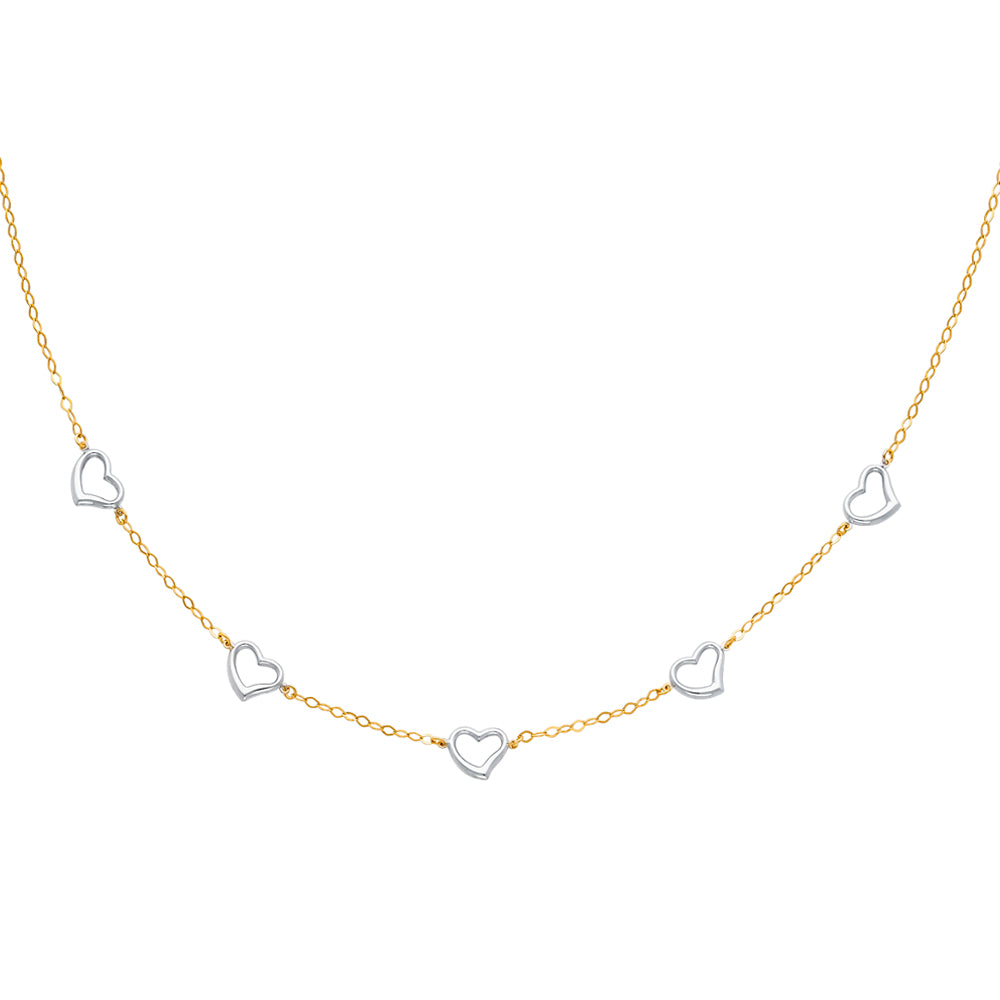 14K 2T OVAL LINK LIGHT NECK W/HEART
