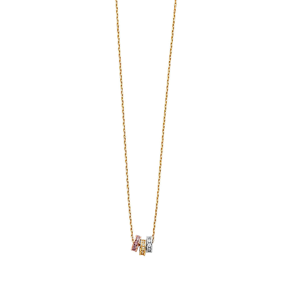 14K 3C LIGHT HANGING NECKLACE