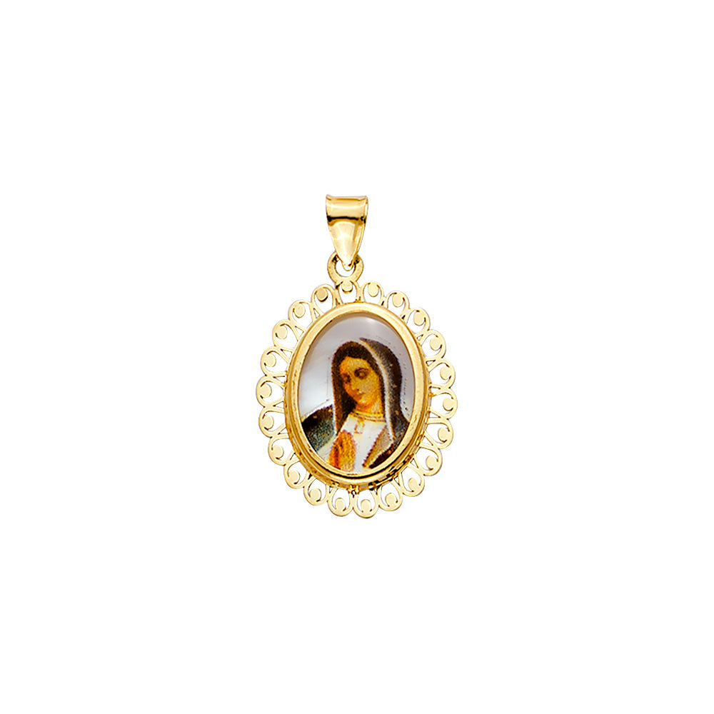 14KY Guadalupe Picture Oval Medal on MOP