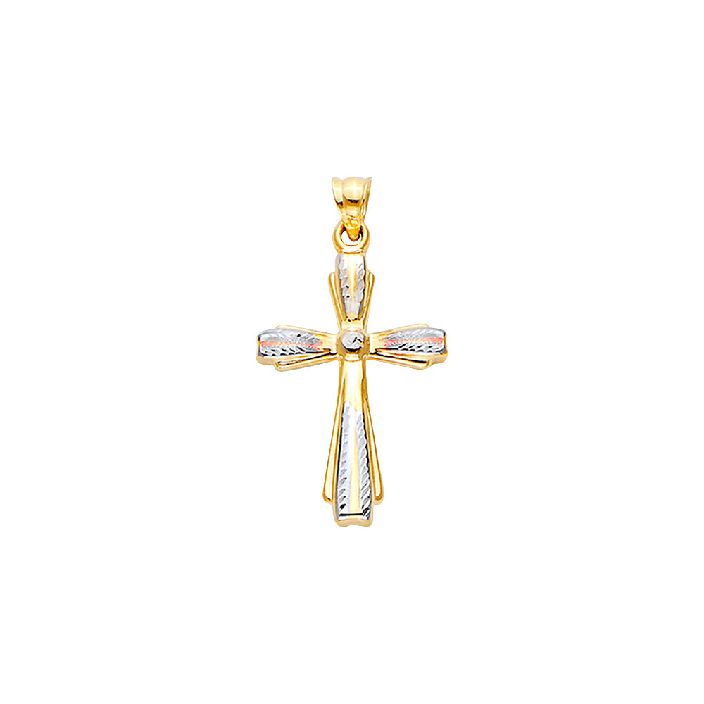 14K 3C Hollow Fancy Cross