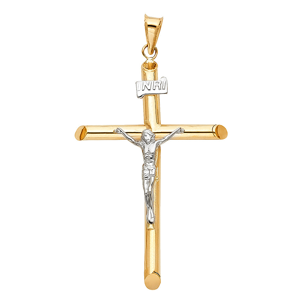 14K 2T HOL RD TUB CRUCIFIX (30X55MM)
