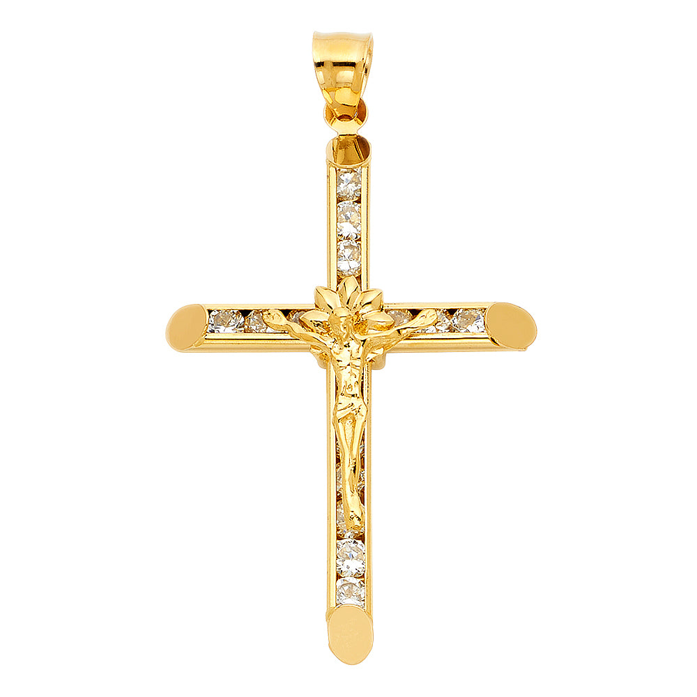 14KY CZ CRUCIFIX PENDANT
