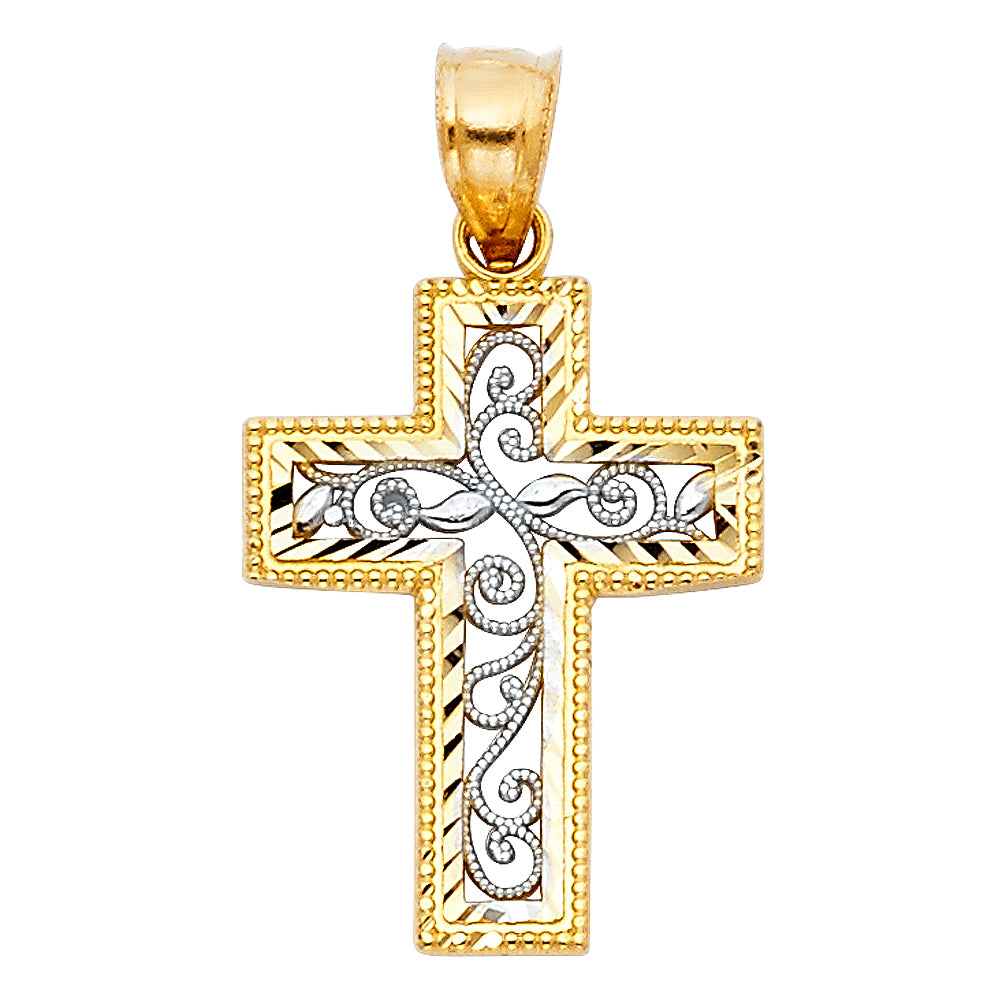 14K 2T FANCY DESIGN CROSS PENDANT