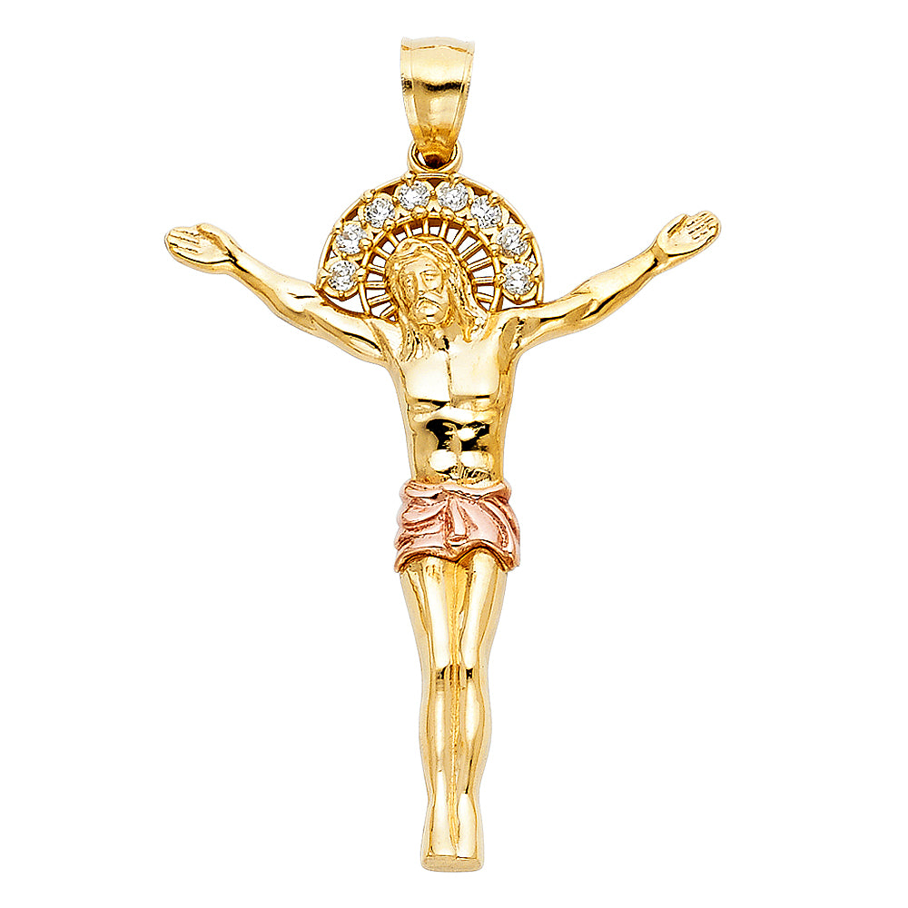 14K 2C CZ JESUS CHRIST BODY PENDANT
