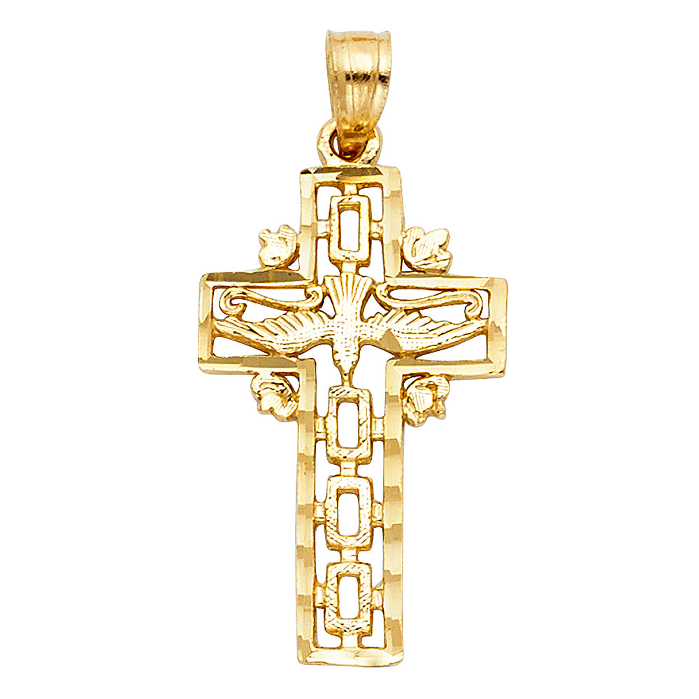 14KY CROSS W/ HOLY SPIRIT DOVE PENDANT