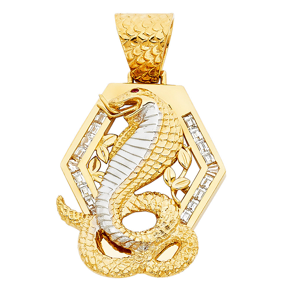 14K 2T CZ VIPER SNAKE PENDANT