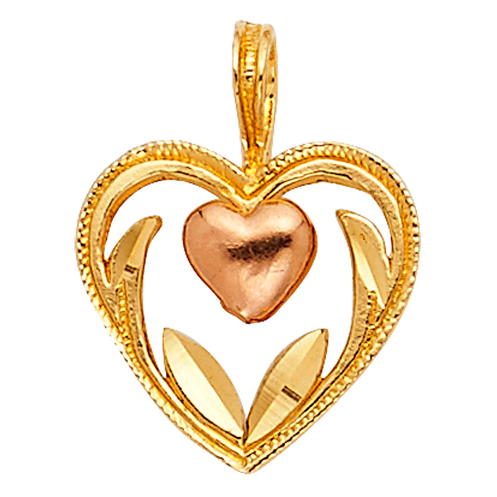 14K 2T HEART PENDANT