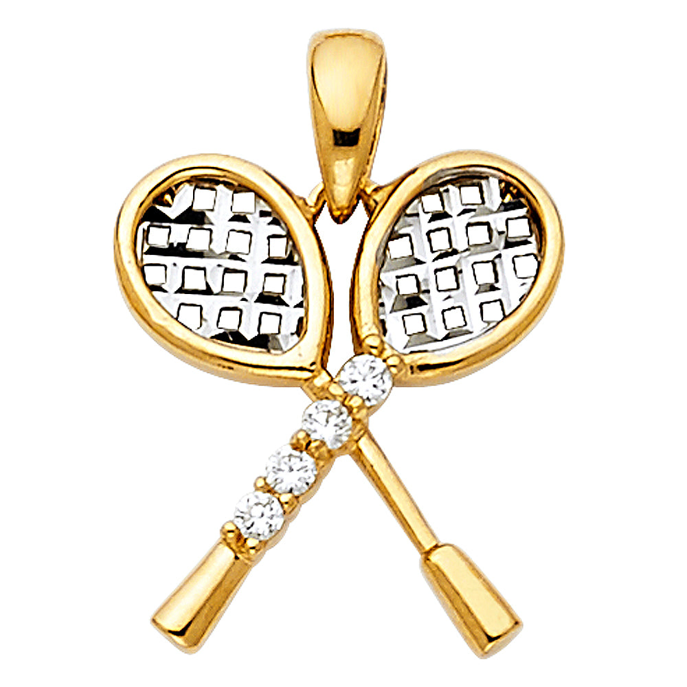 14K 2T TENNIS ROCKET PENDANT