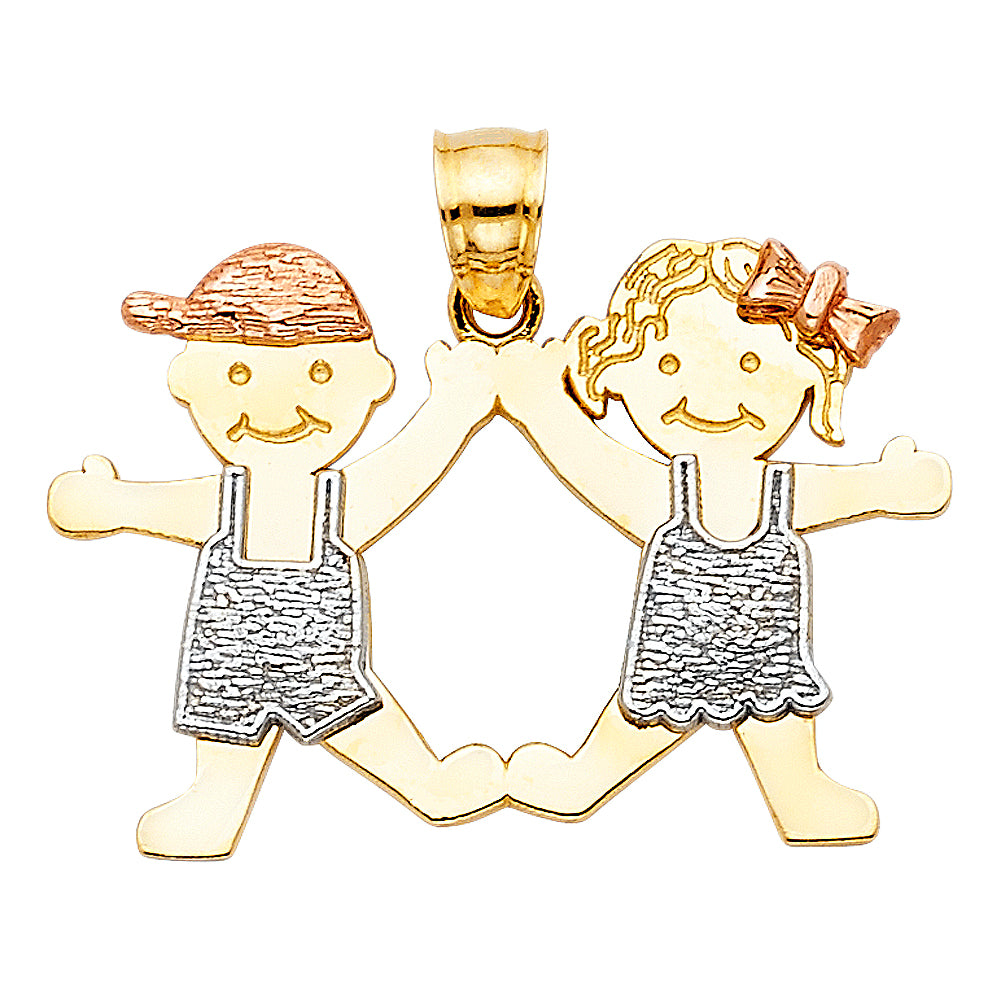 14K 3C GIRL & BOY PENDANT