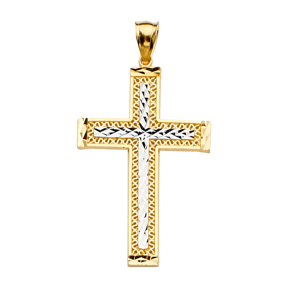 14K 2Tone Cross Pendant