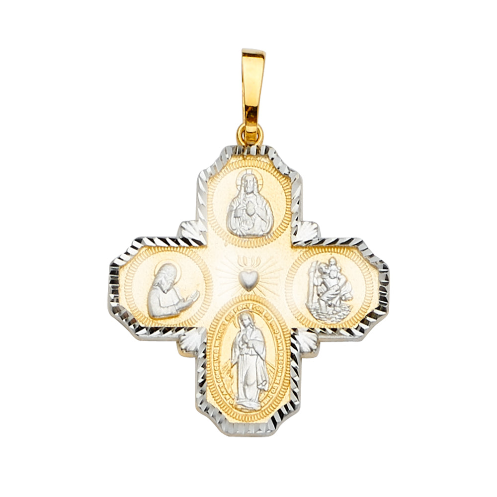 14K 2T FourWay Cross Pendant
