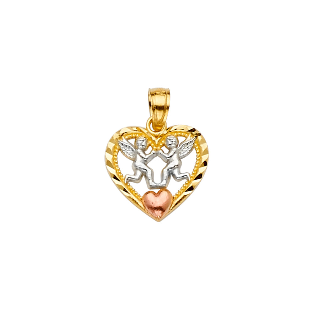 14K 3C Heart Pendant w/Angeles