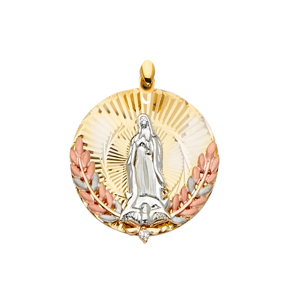 14K 3Color Guadalupe Medal Pendant