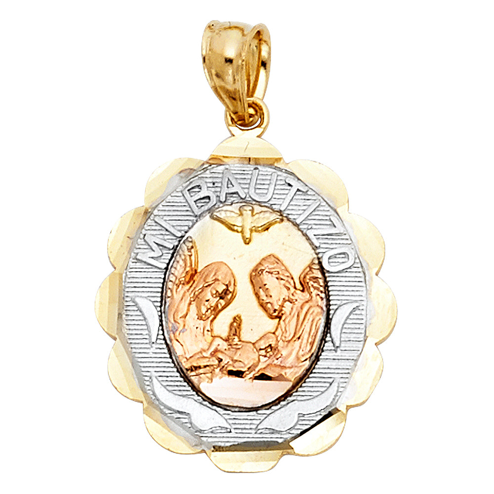 14K 3C MI BAUTIZO PEND OVAL