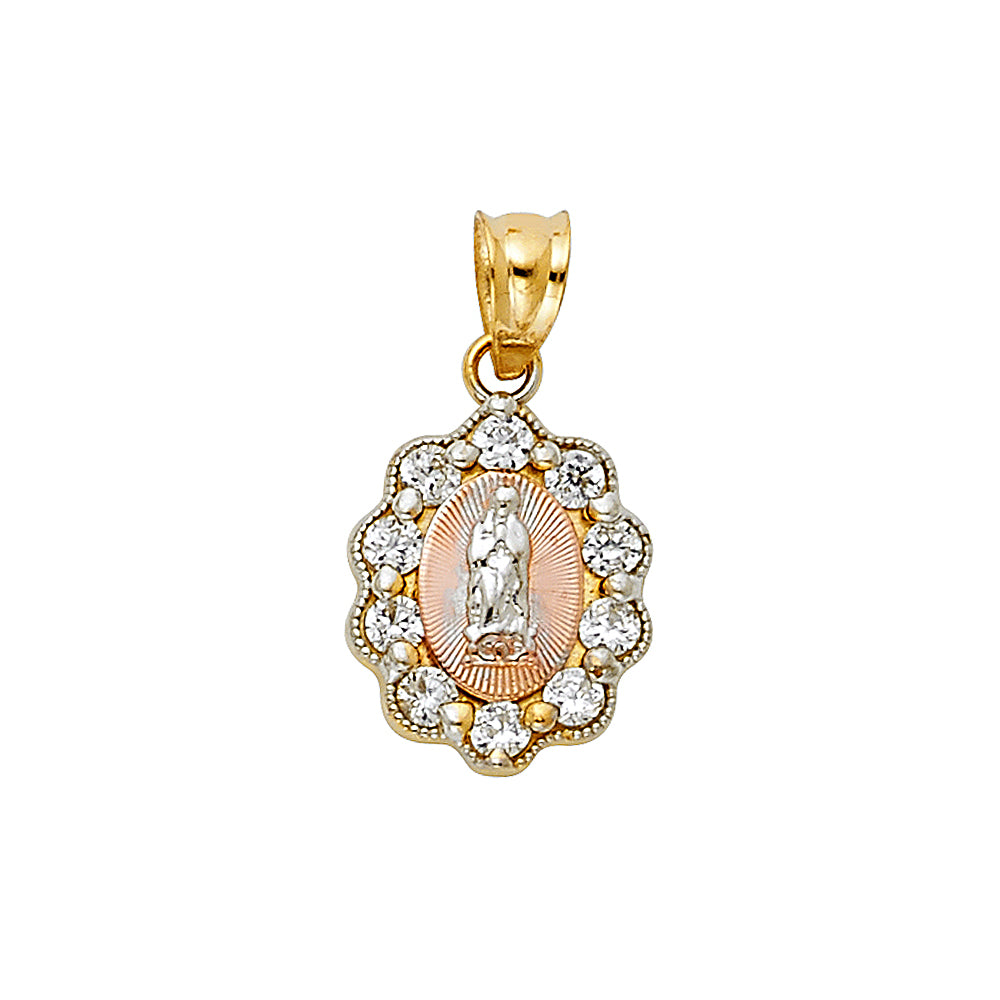 14K 3C CZ RELIGIOUS PENDANT