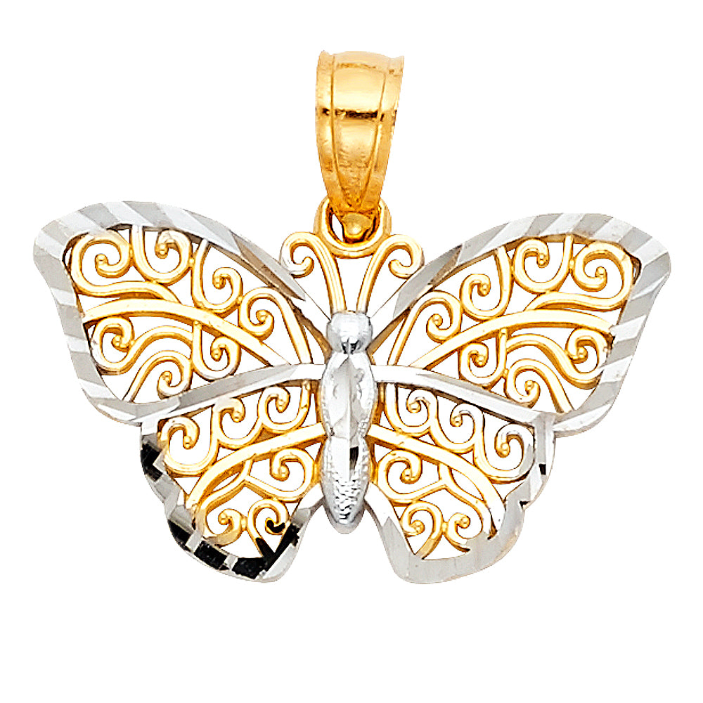 14K 2T BFLY PENDANT