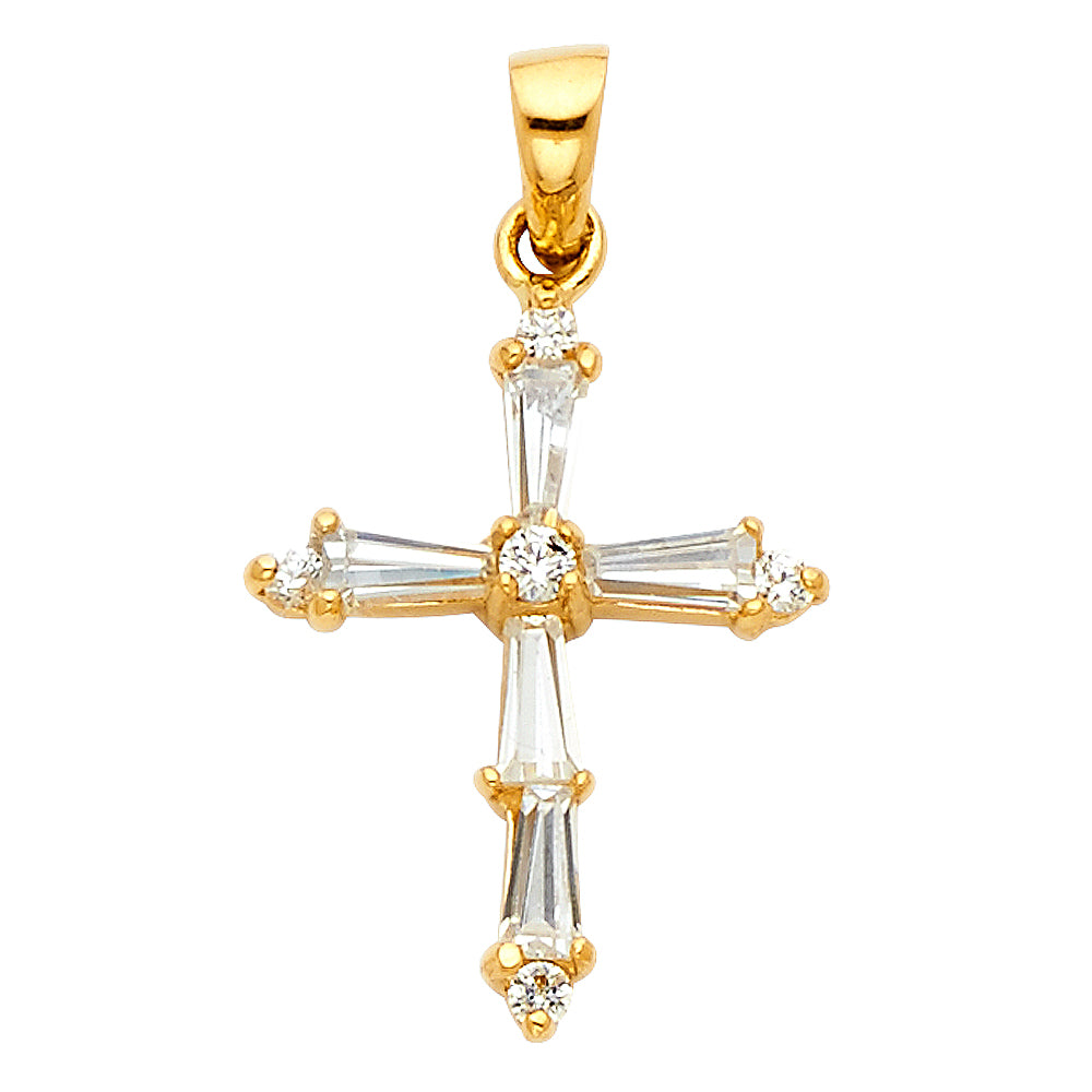 14KY CZ CROSS PENDANT
