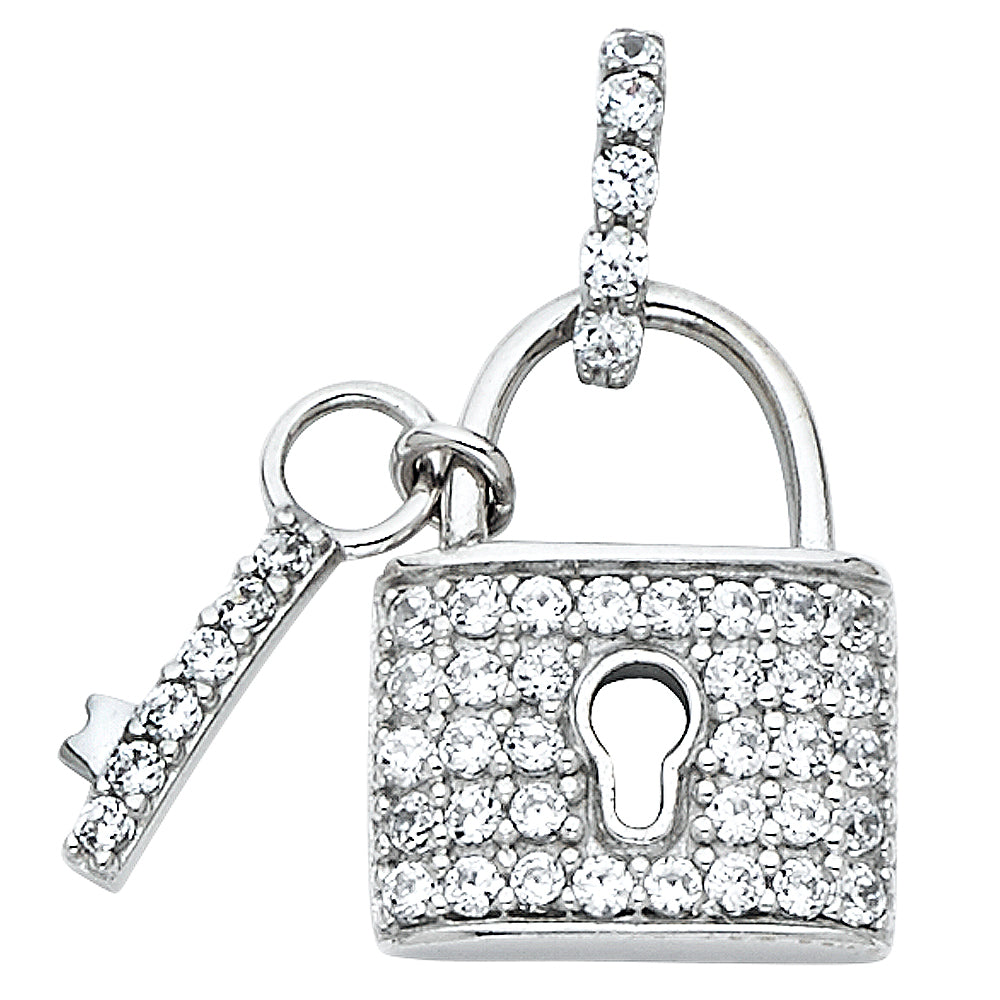 14KW CZ LOCK PENDANT
