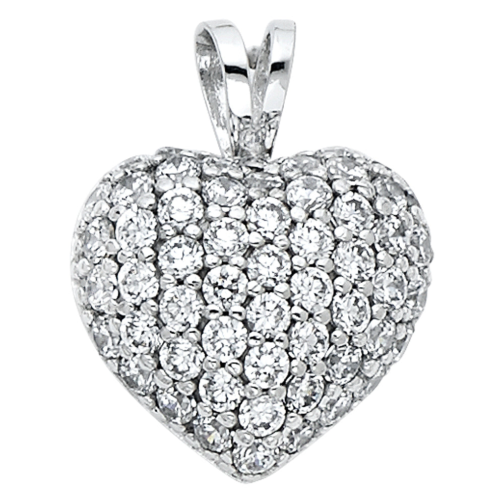 14KW CZ HEART PENDANT