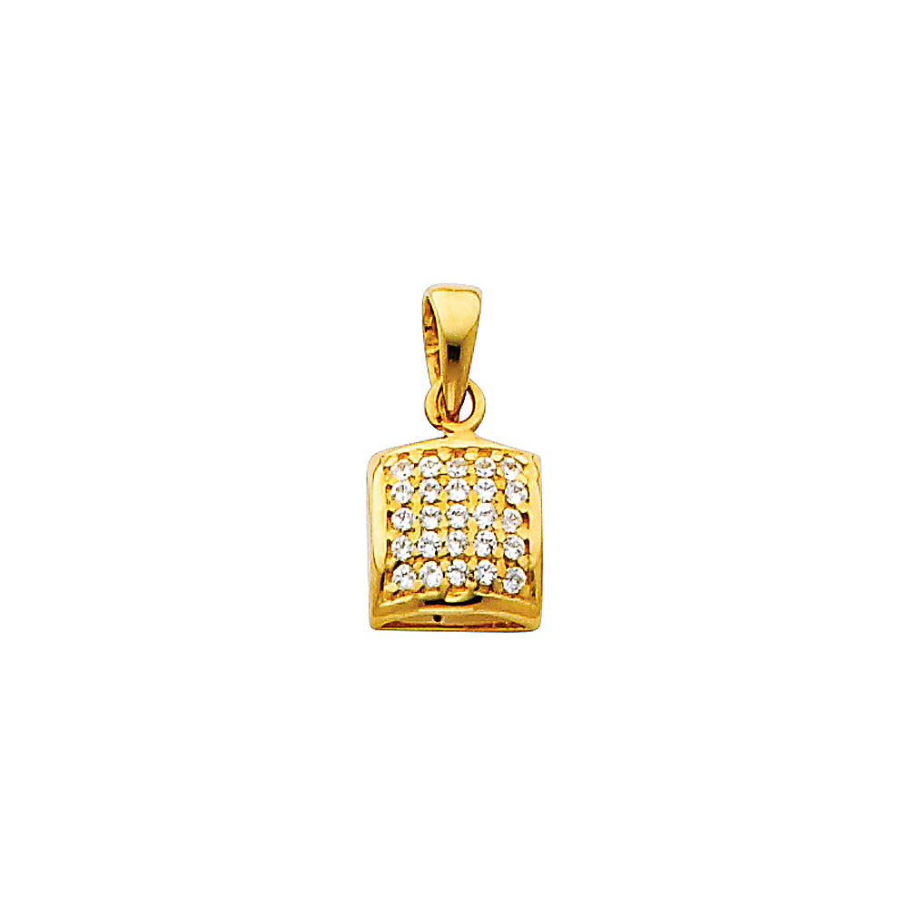 14KY CZ SQUARE PENDANT