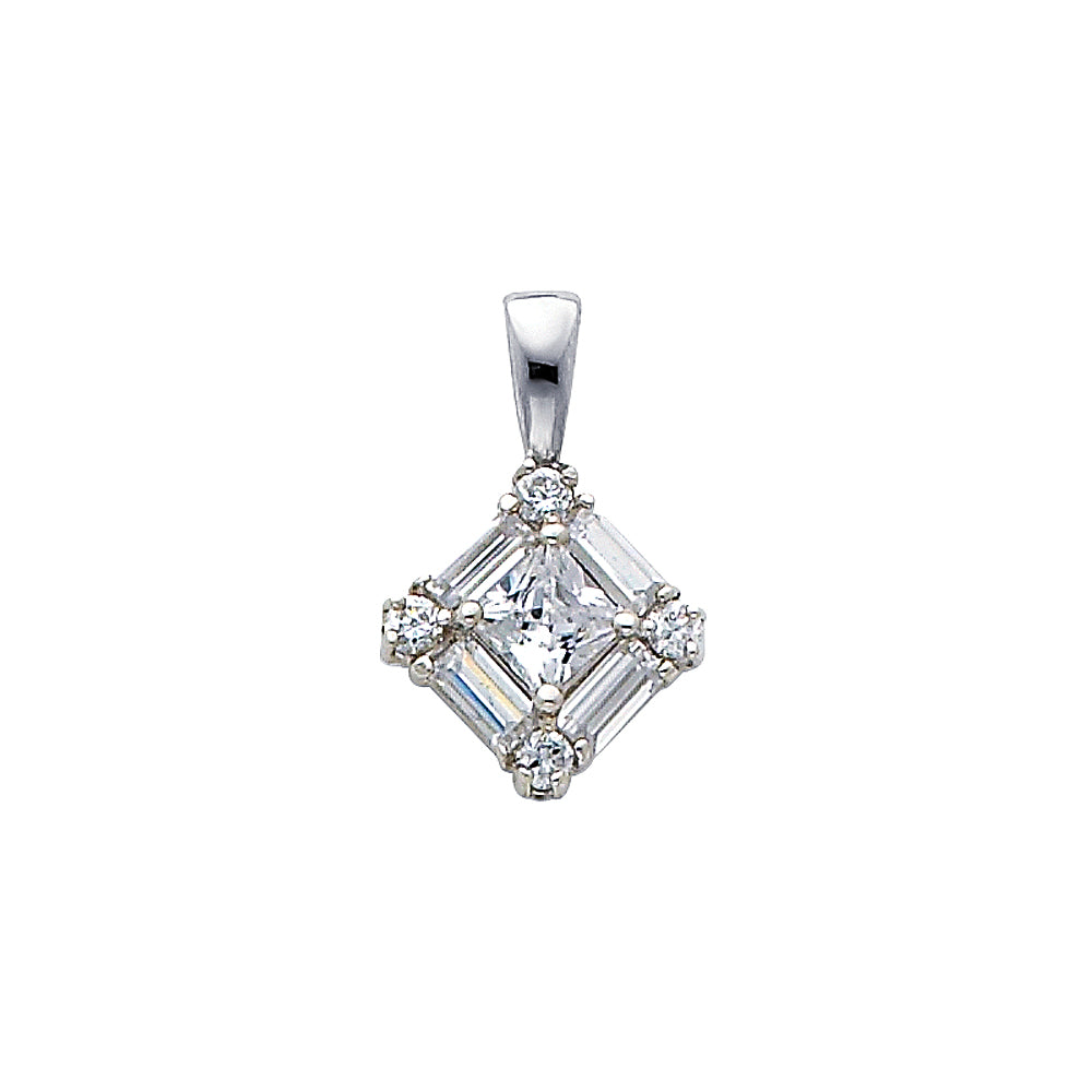 14KW CZ SQUARE PENDANT