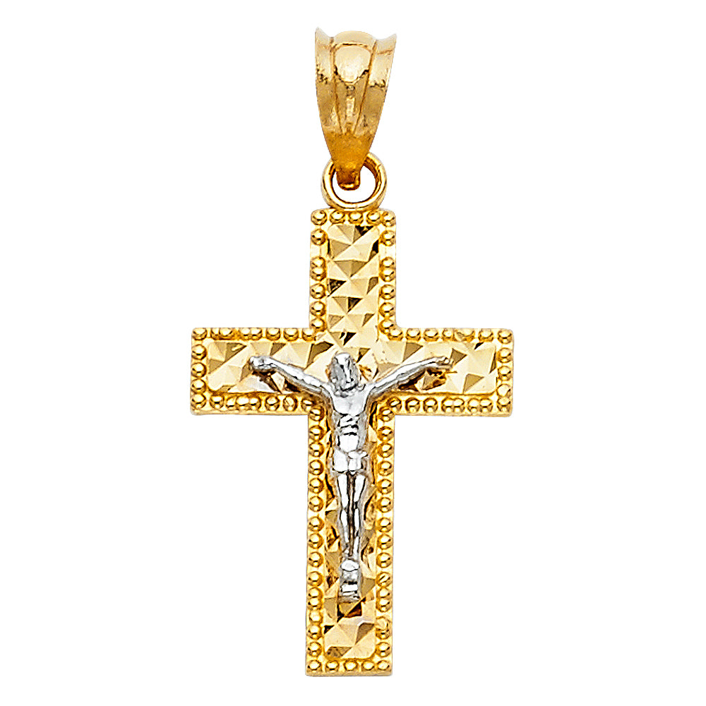 Description 14K 2T LATIN CROSS CRUCIFIX