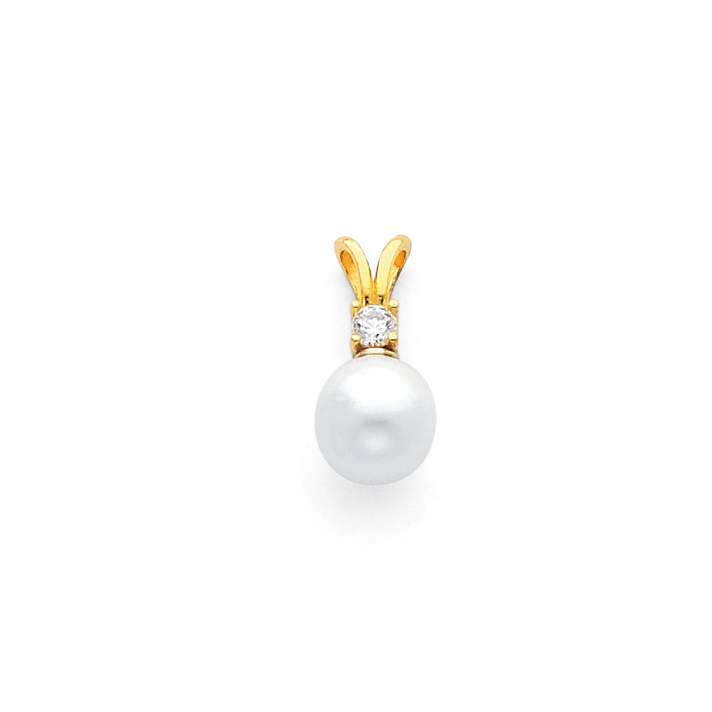 14KY CZ PEARL PENDANT