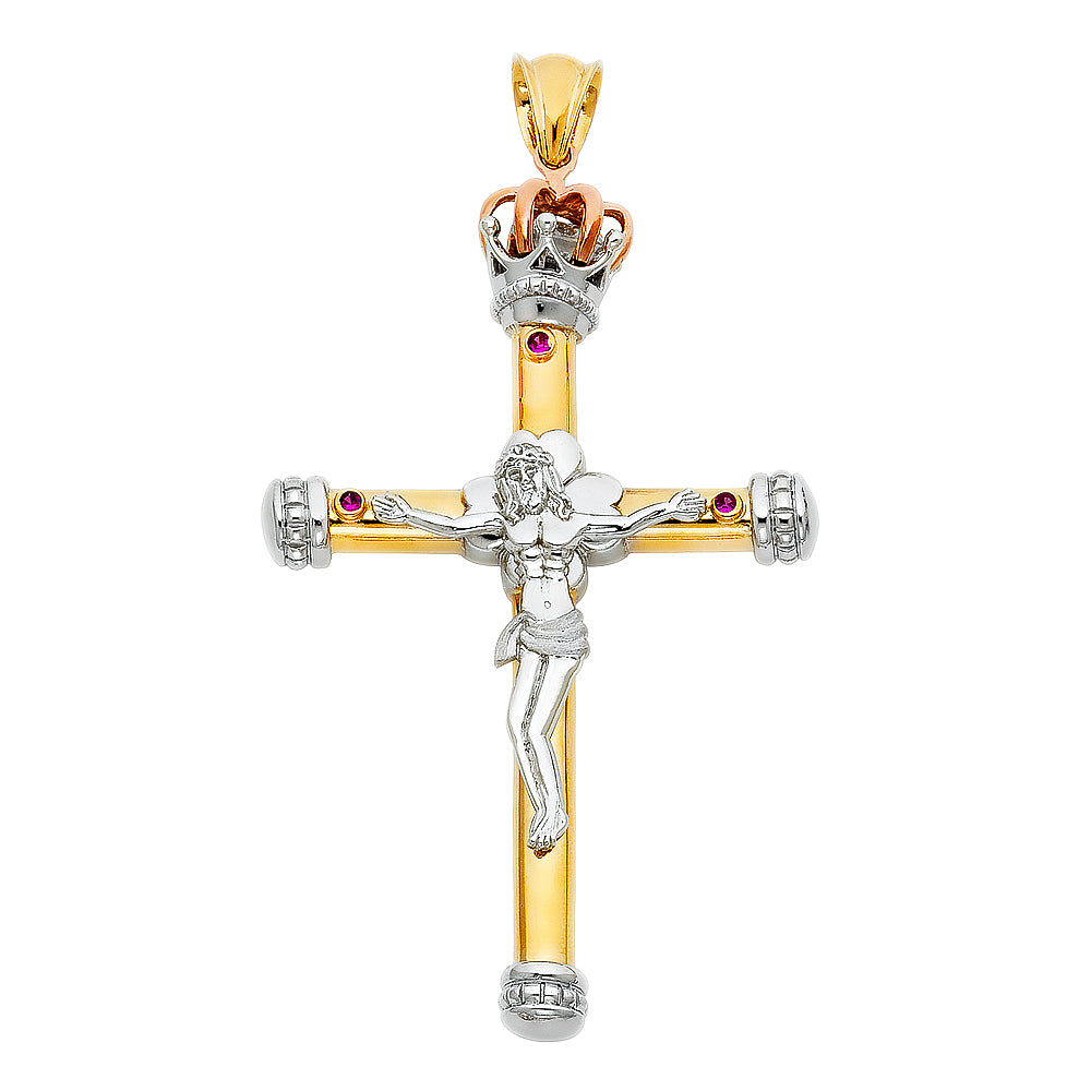 14K 3C FANCY CRUCIFIX PENDANT