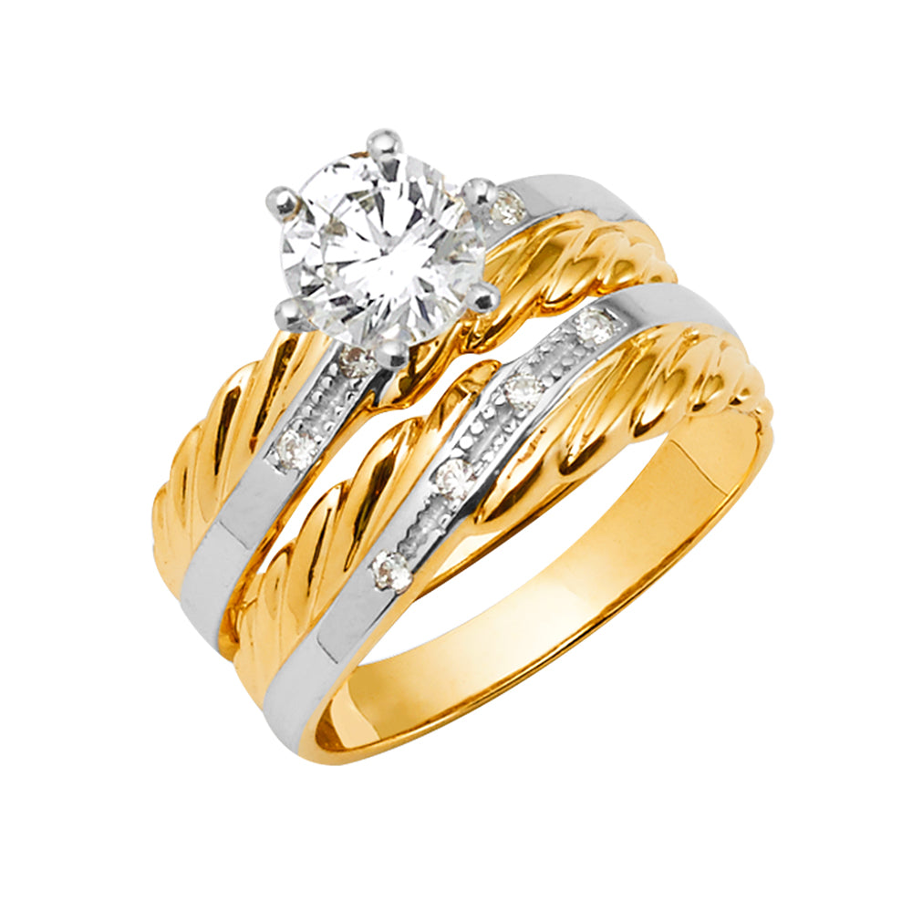14K 2T CZ ENG RING