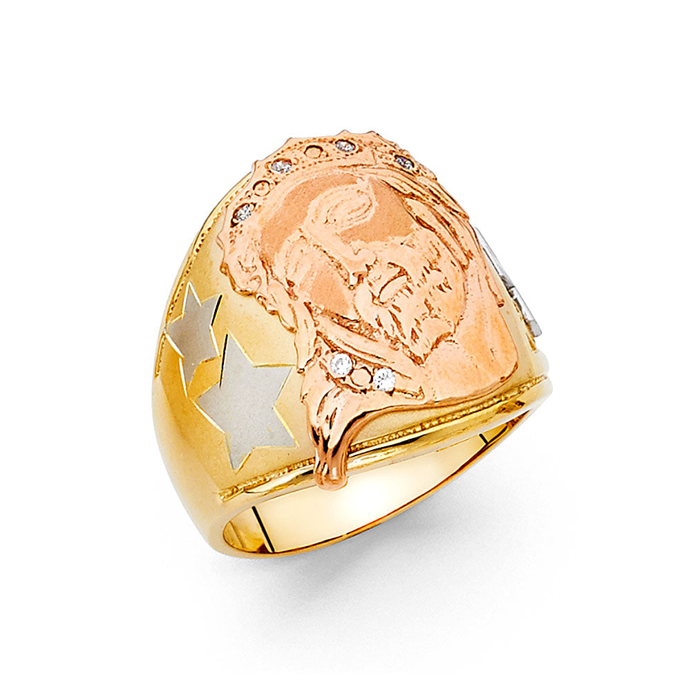 14K 3C CZ MENS RING