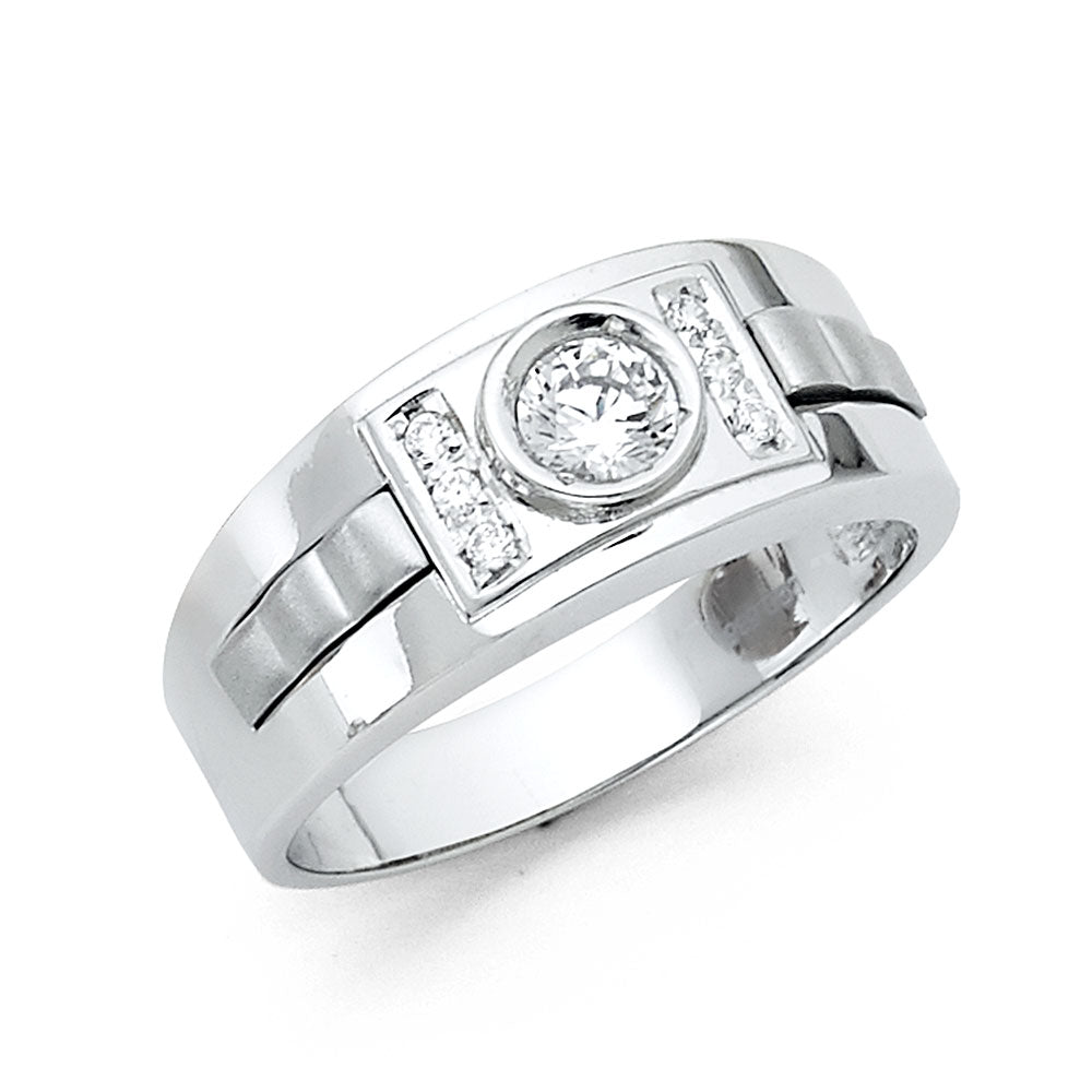 14KW CZ MENS RING