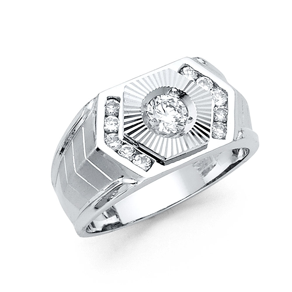 14KW CZ MENS RING