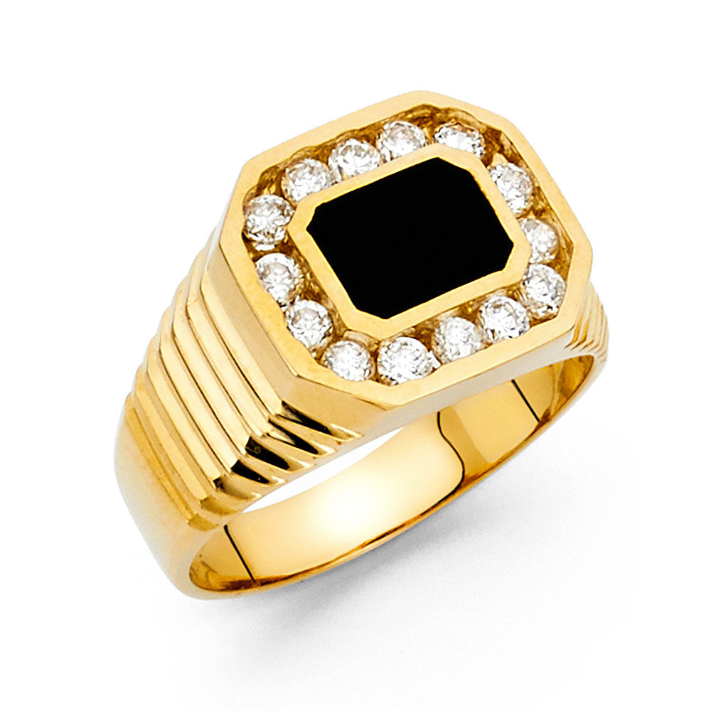 14KY ONYX MENS RING