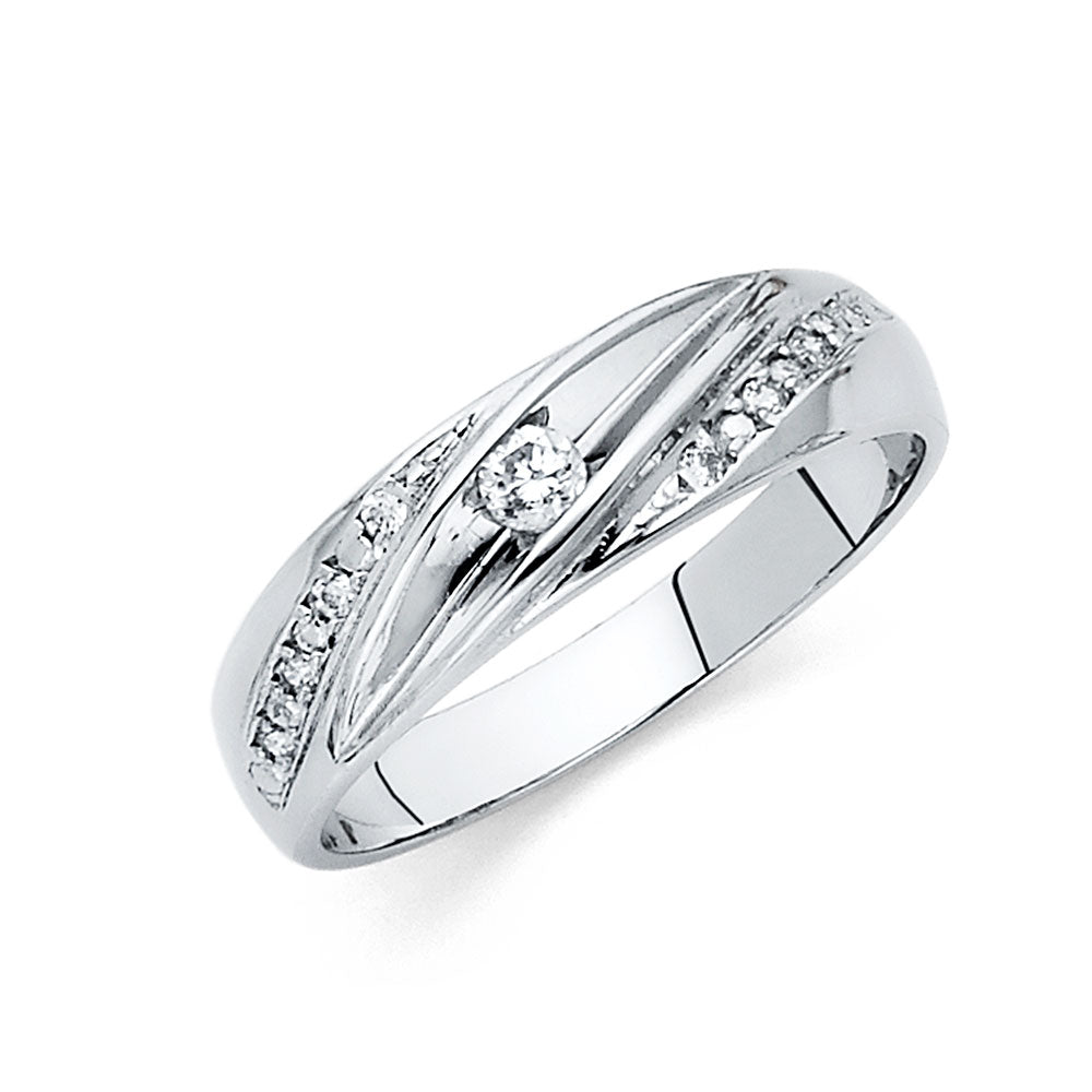 14KT CZ WEDDING BAND MEN (RG167)
