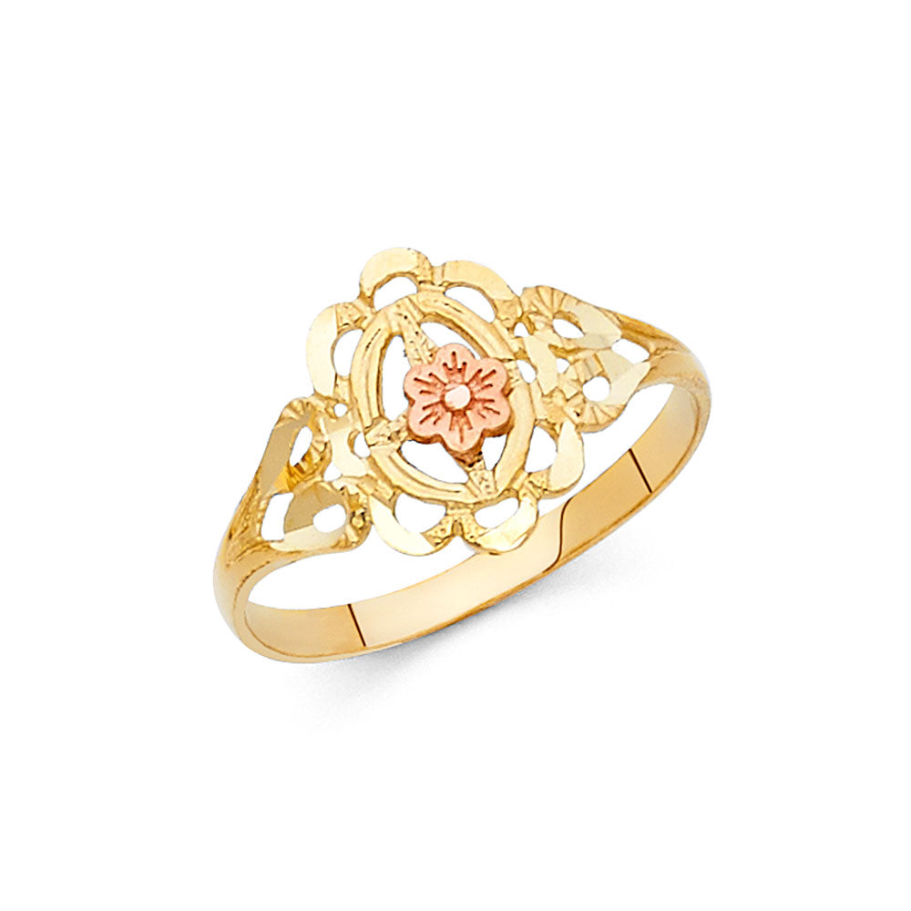 14K 2C FANCY FLOWER RING