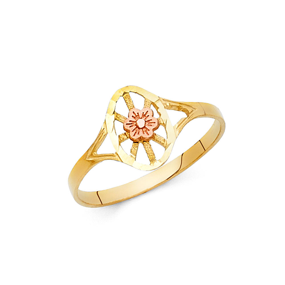 14K 2C FANCY FLOWER RING