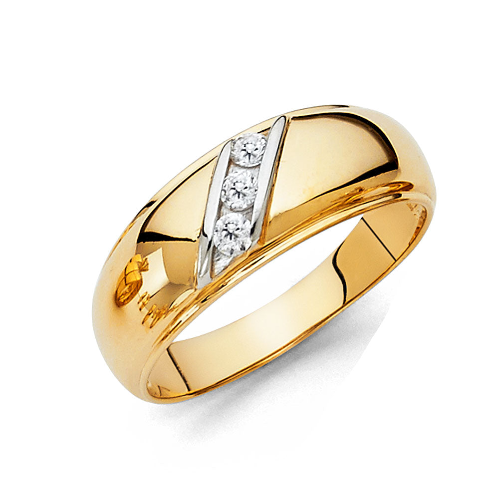 14KT CZ WEDDING BAND MEN (RG209)