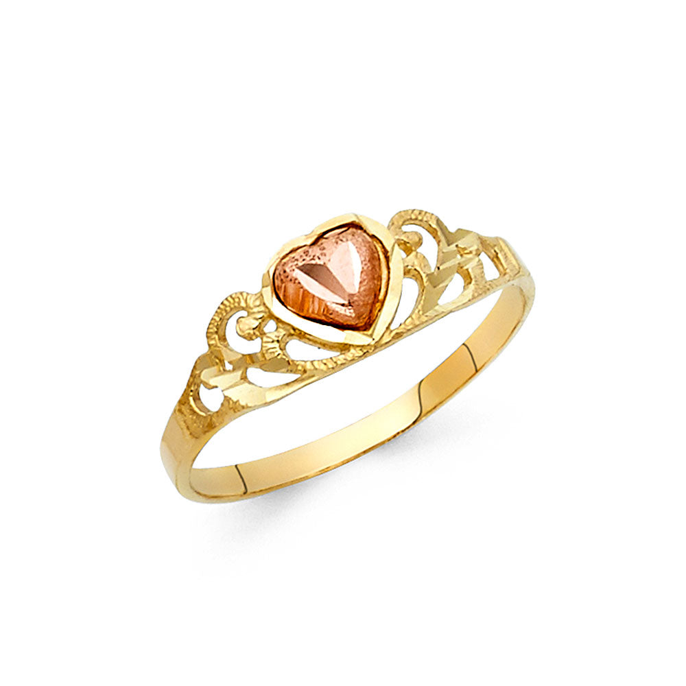 14K 2C FANCY HEART RING