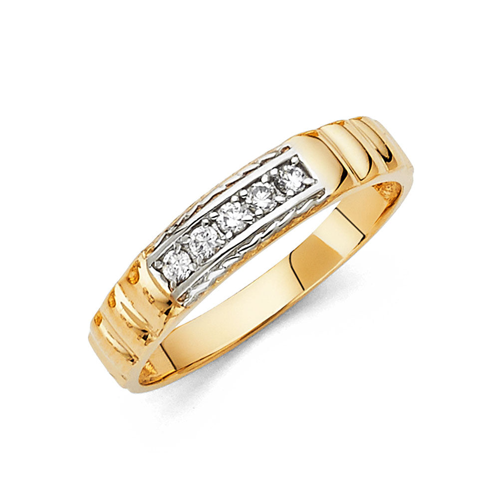 14KT CZ WEDDING BAND MEN (RG225)