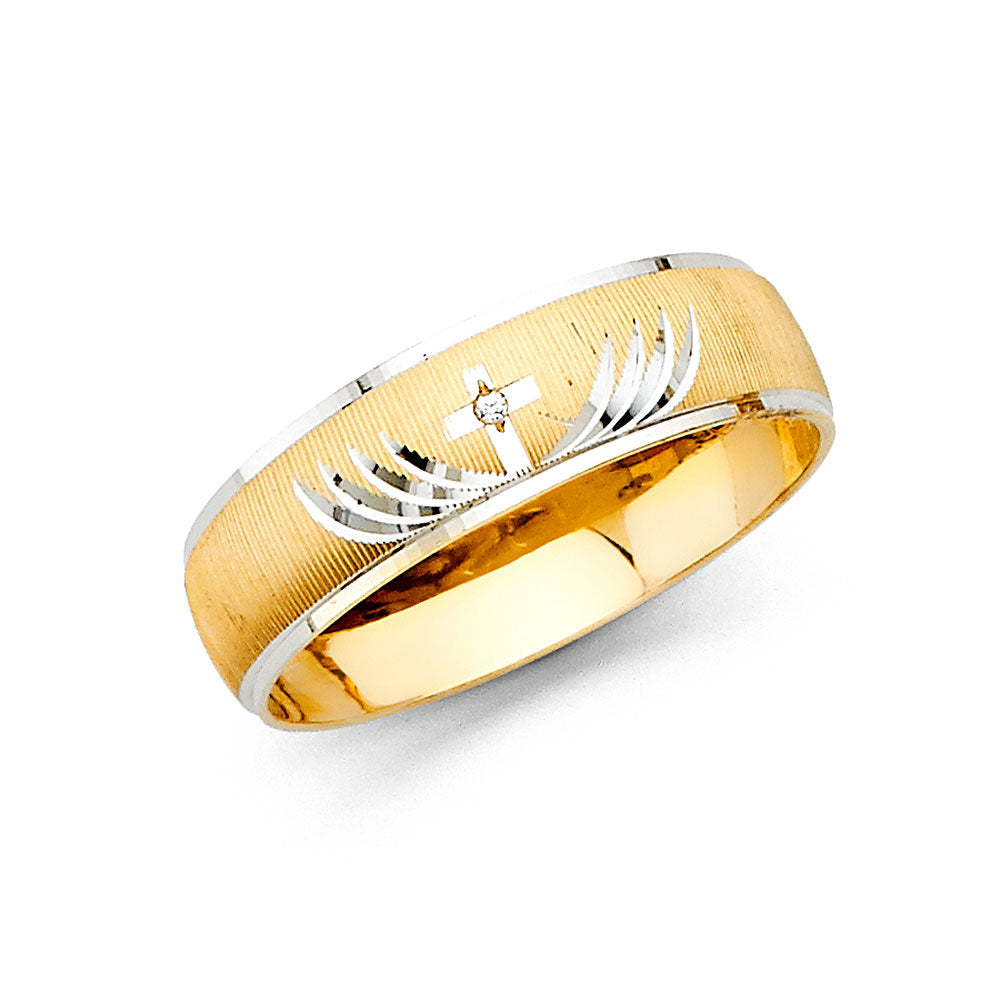14K 2T MEN CZ WED BAND