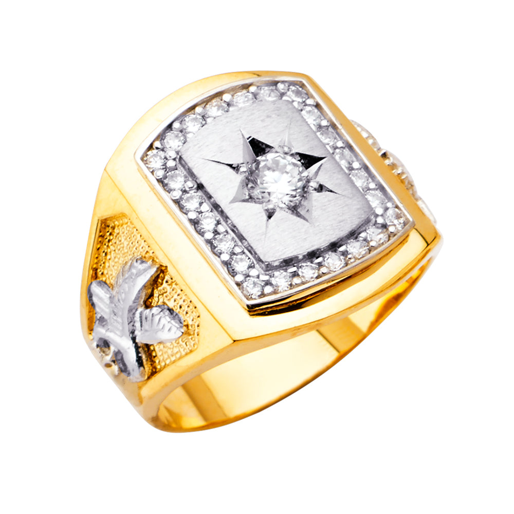 14K 2Tone Men's CZ Ring