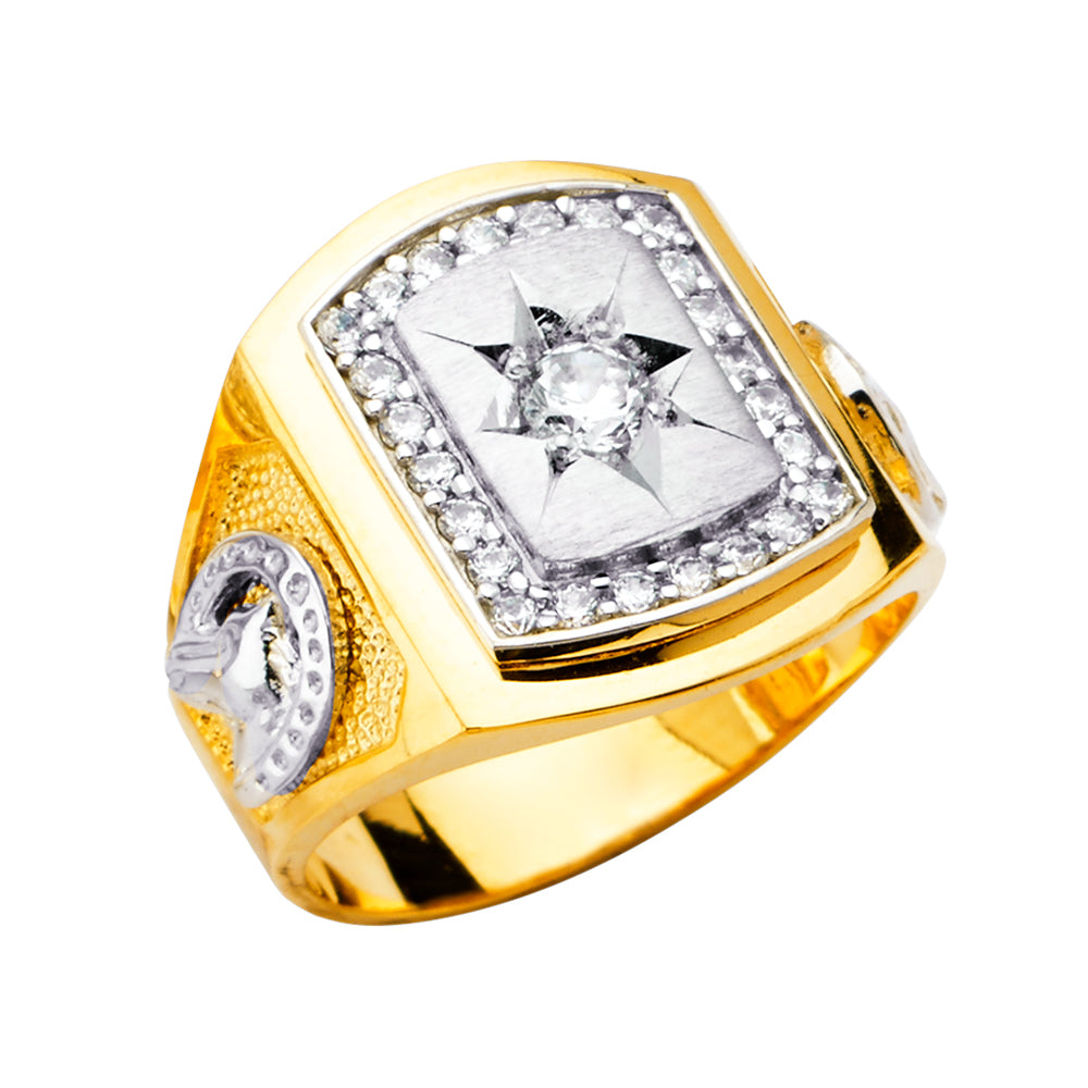 14K 2Tone Men's CZ Ring