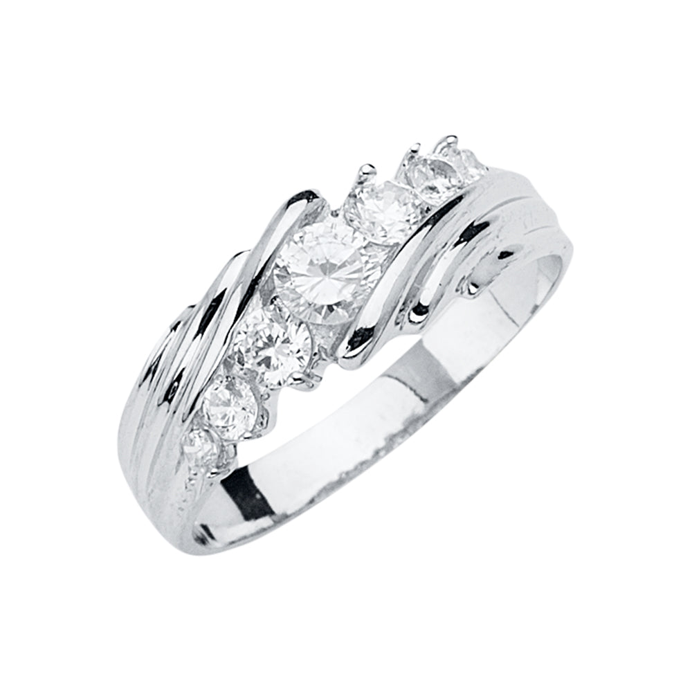 14KW Men's CZ Wedding Band / Trio Set