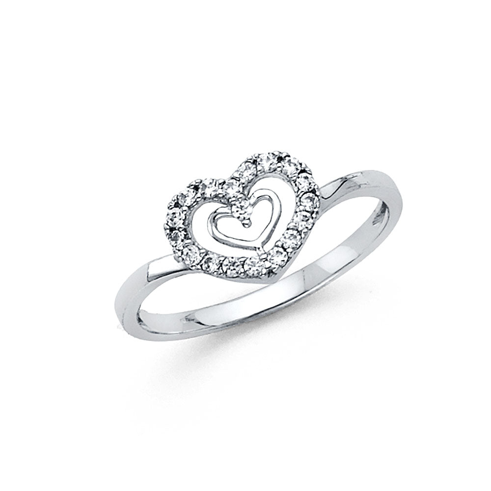 14KW CZ HEART RING