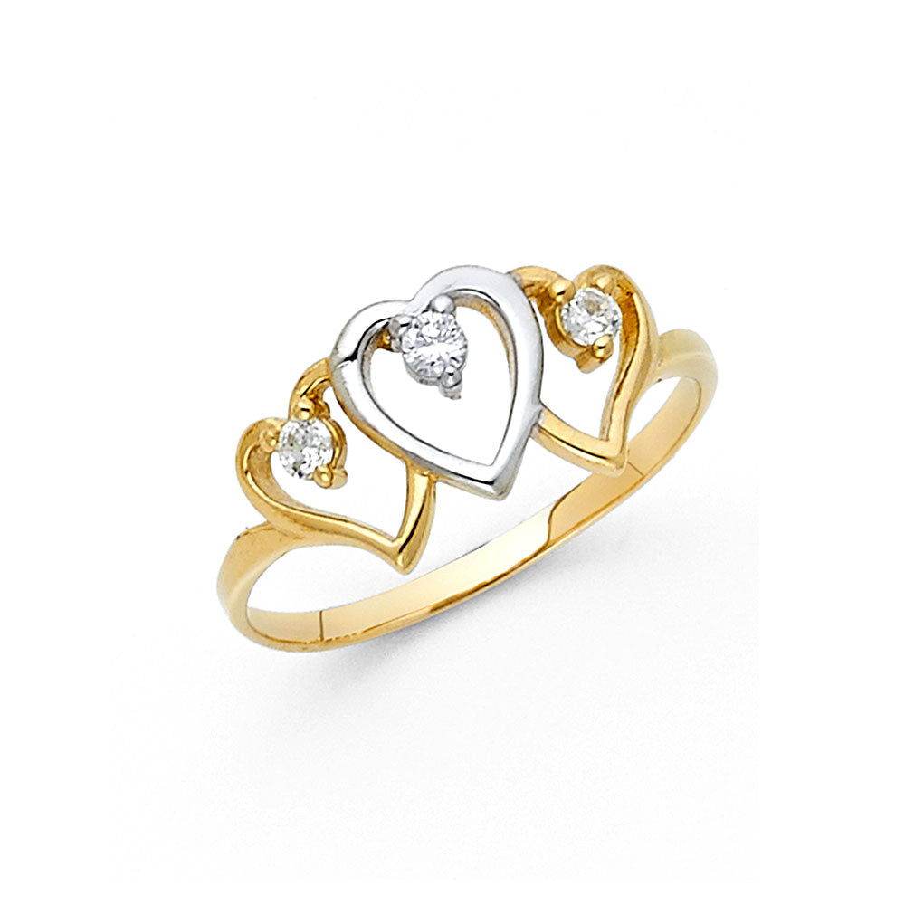 14K 2T HEART CZ RINGS