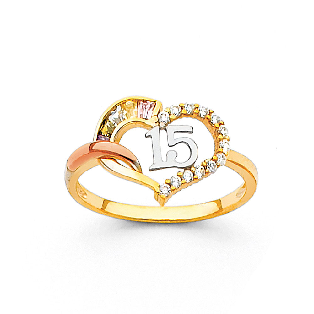 14K 2T 15 YR CZ RINGS